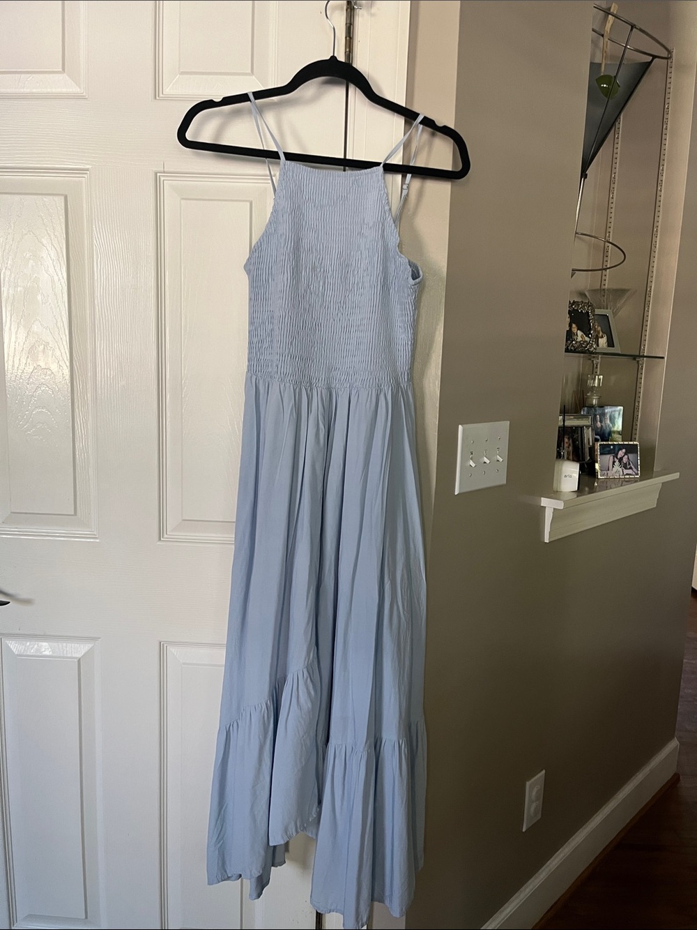 Light Blue Smocked Maxi Dress with Spaghetti Straps
